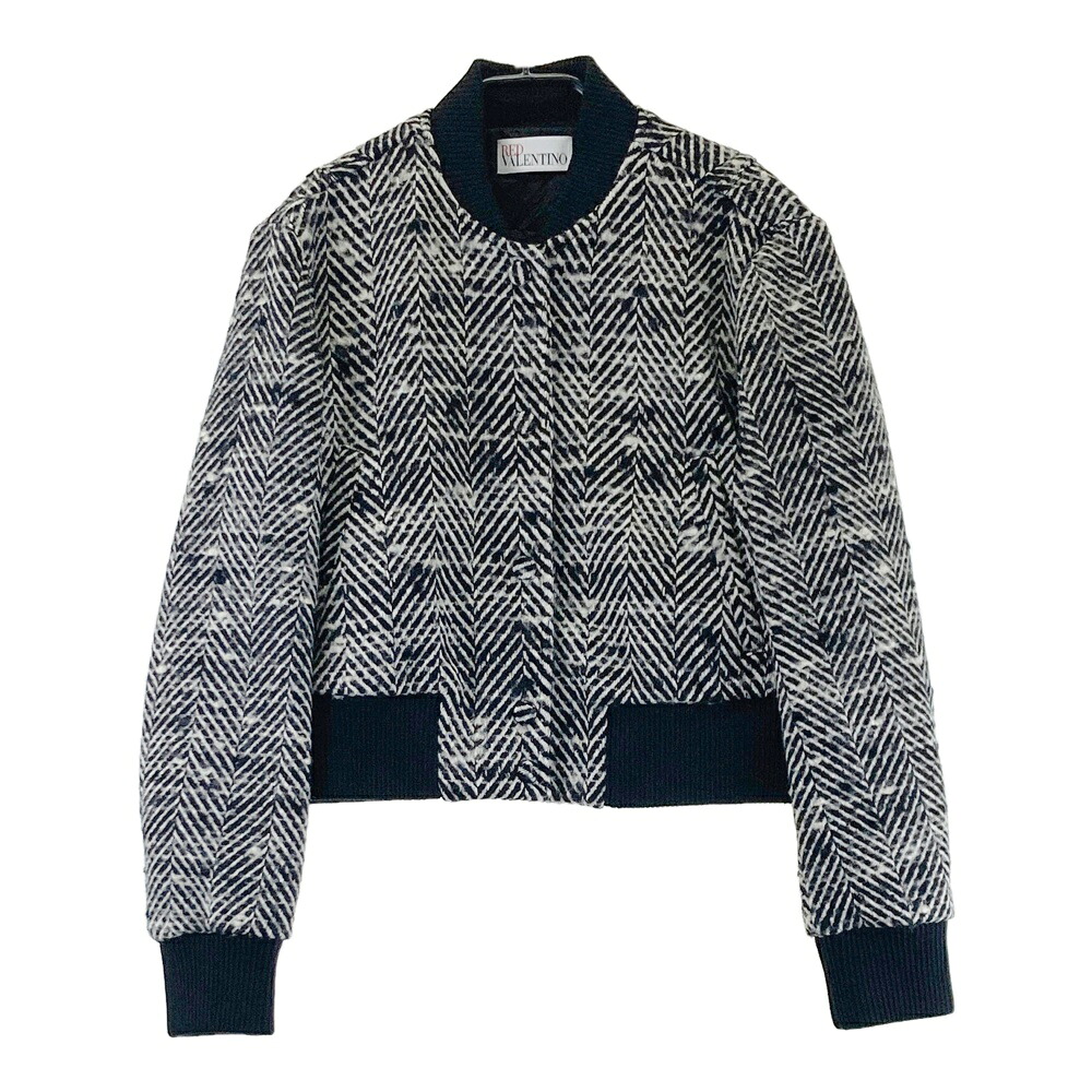 RED VALENTINO レッドヴァレンティノ ボンバージャケット ヘリンボーン ブラック系 38 【中古】レディース｜中古ゴルフウェア通販STST 24,090円