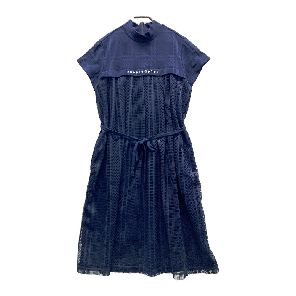PEARLY GATES パーリーゲイツ モックネック 半袖ワンピース レース ネイビー系 1 【中古】ゴルフウェア レディース｜中古ゴルフウェア通販STST 8,191円