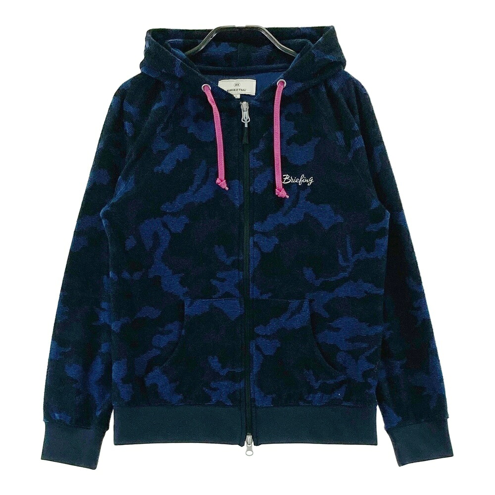 BRIEFING GOLF ブリーフィング ; フード付 ジップジャケット パイル地 迷彩 カモフラ柄 ネイビー系 S 【中古】ゴルフウェア レディース|中古ゴルフウェア通販STST