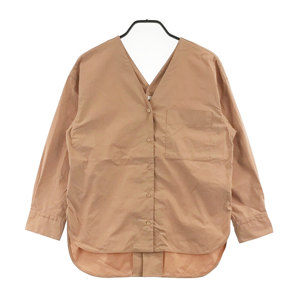 経堂) CURRENTAGE カレンテージ ビッグカラーブラウス ベージュ F 定価35,200円 A2523FB 213 マルティニーク扱 ※汚れ少々 経堂) CURRENTAGE カレンテージ ビッグカラーブラウス 長袖