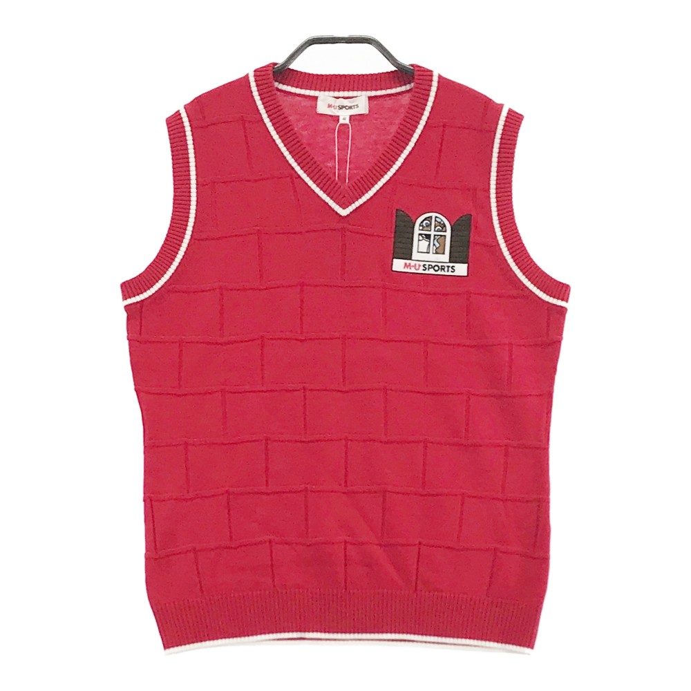 MU SPORTS エムユースポーツ ウール混ニットベスト レンガ 総柄 レッド系 40 【中古】ゴルフウェア レディース 7,920円