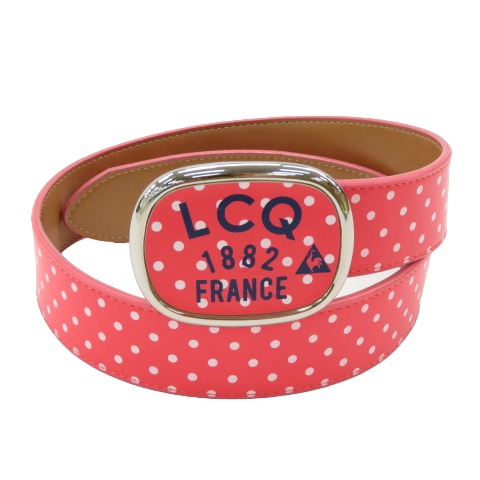 LECOQ GOLF ルコックゴルフ ロゴバックル ベルト ドット柄 ピンク系 【中古】ゴルフウェア
