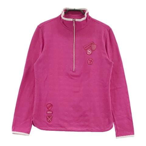 ADABAT アダバット 長袖ハーフジップシャツ ピンク系 38 【中古】ゴルフウェア レディース