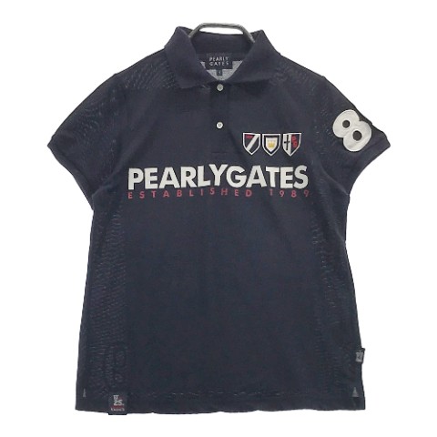 PEARLY GATES パーリーゲイツ 25周年 半袖ポロシャツ ネイビー系 1 【中古】ゴルフウェア レディース