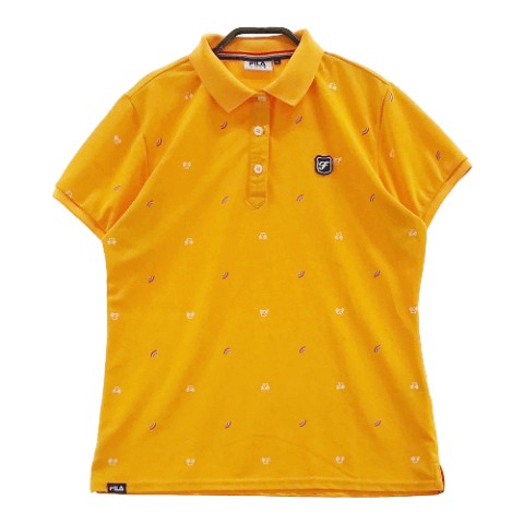FILA GOLF フィラゴルフ 半袖ポロシャツ 総柄 オレンジ系 L 【中古】ゴルフウェア レディース