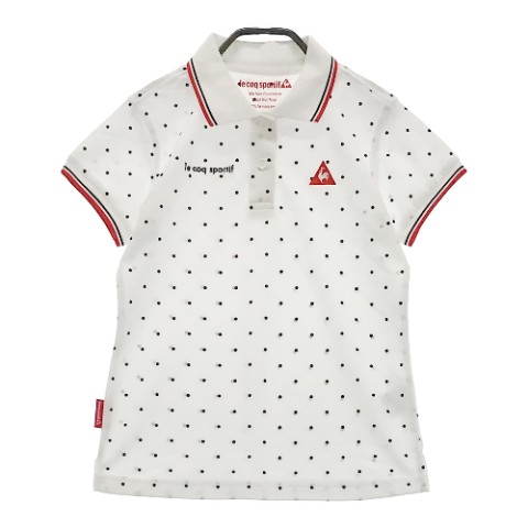 LE COQ GOLF ルコックゴルフ 半袖ポロシャツ ドット柄 ホワイト系 S 【中古】ゴルフウェア レディース