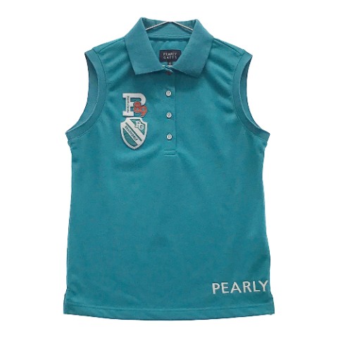 PEARLY GATES パーリーゲイツ ノースリーブポロシャツ ブルー系 0 【中古】ゴルフウェア レディース