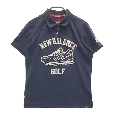 NEW BALANCE GOLF ニューバランスゴルフ 半袖ポロシャツ スニーカープリント ネイビー系 0 【中古】ゴルフウェア レディース