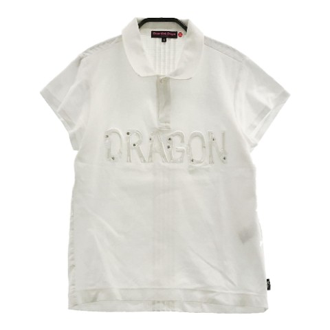 DANCE WITH DRAGON ダンスウィズドラゴン 半袖ポロシャツ ホワイト系 2 【中古】ゴルフウェア レディース