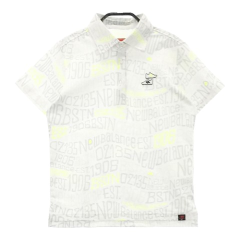 NEW BALANCE GOLF ニューバランスゴルフ 2021年モデル 半袖ポロシャツ ワッペン ロゴ 総柄 ホワイト系 0 【中古】ゴルフウェア レディース