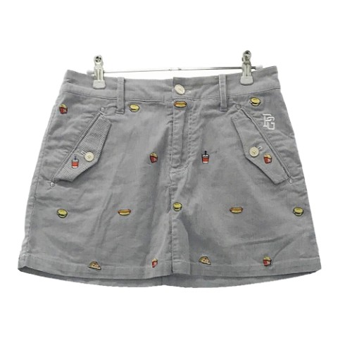 PEARLY GATES パーリーゲイツ ストレッチスカート ジャンクフード×ストライプ柄 ネイビー系 1 【中古】ゴルフウェア レディース