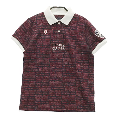 PEARLY GATES パーリーゲイツ 2022年モデル 半袖ポロシャツ メゾンロゴ 総柄 ネイビー系 0 【中古】ゴルフウェア レディース｜中古ゴルフウェア通販STST