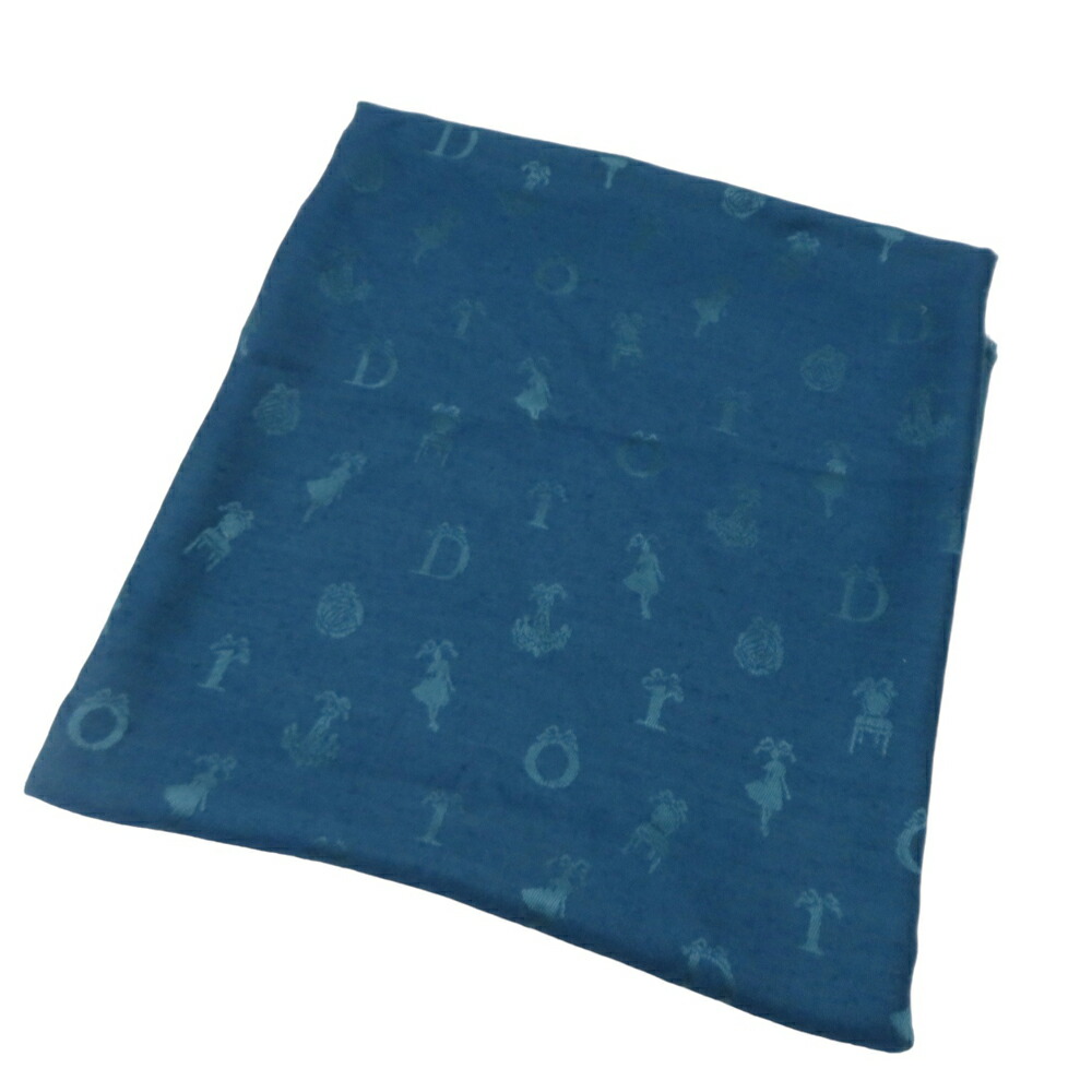 Christian Dior クリスチャン ディオール 11SOD140I650 SO DIOR シルク混 ストール ブルー系 140cm×140cm 【中古】レディース