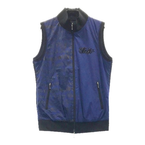 DANCE WITH DRAGON ダンスウィズドラゴン ジップベスト ロゴ総柄 ネイビー系 3 【中古】ゴルフウェア レディース|中古ゴルフウェア通販STST