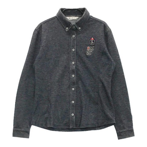 AND PER SE アンパスィ 長袖シャツ ボタンダウン ワッペン ネイビー系 S 【中古】ゴルフウェア レディース