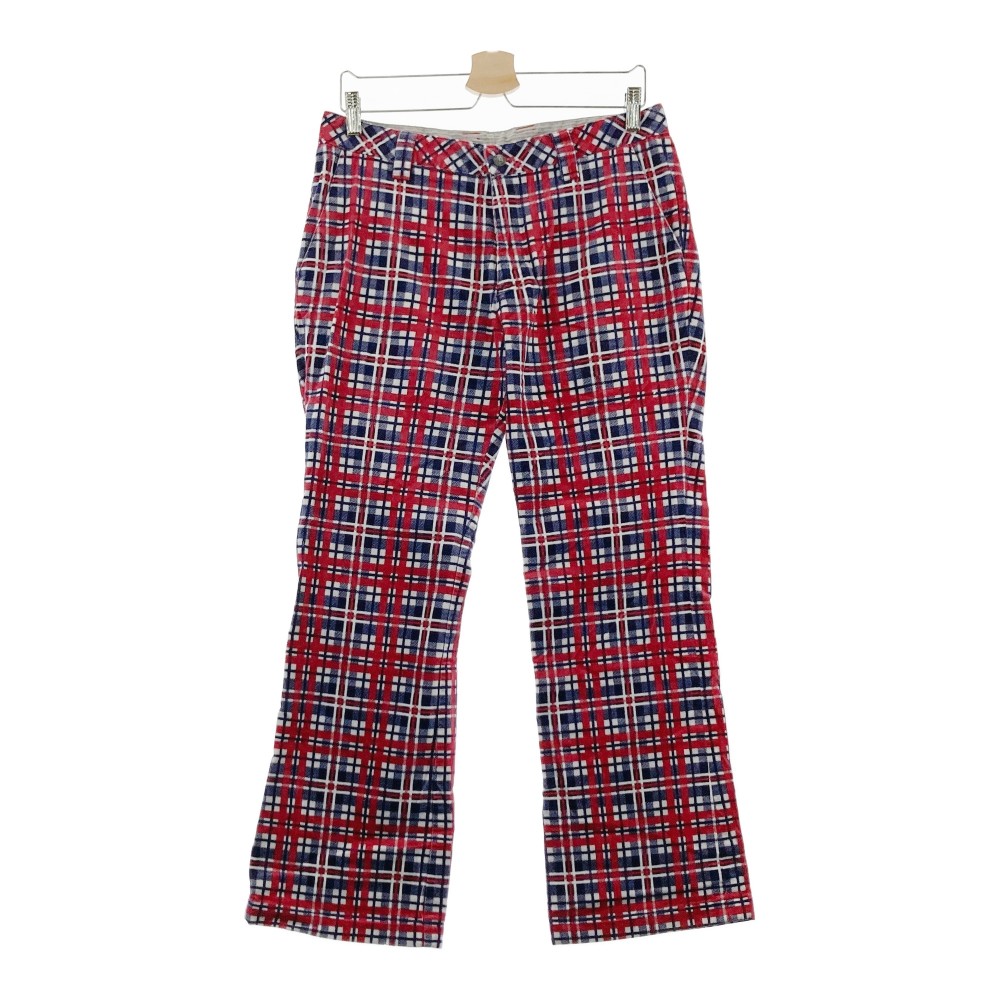 CALLAWAY キャロウェイ 起毛 ストレッチパンツ チェック柄 レッド系 L 【中古】ゴルフウェア メンズ