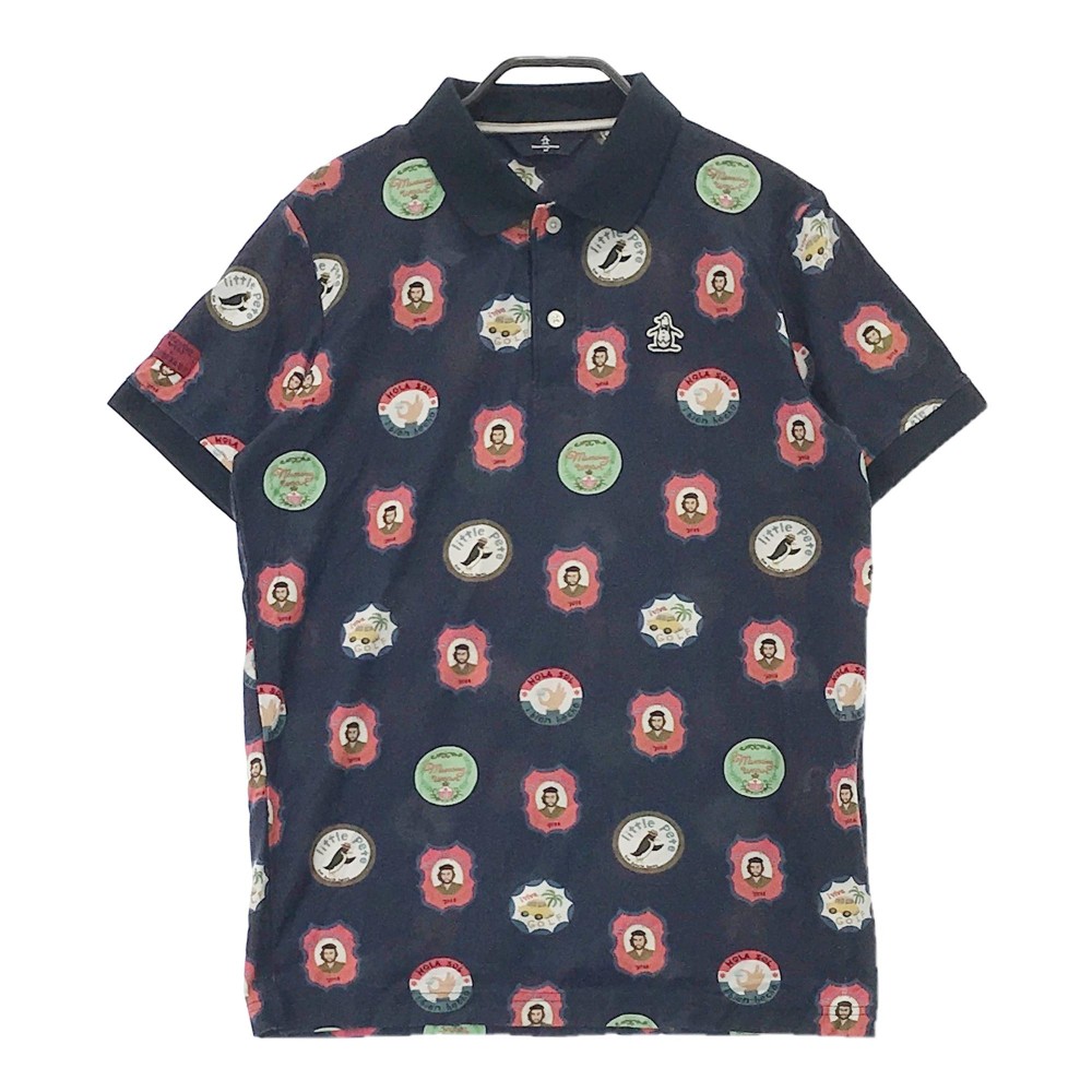 MUNSING WEAR マンシングウェア MGMLGA12 半袖ポロシャツ 総柄 ネイビー系 M 【中古】ゴルフウェア メンズ