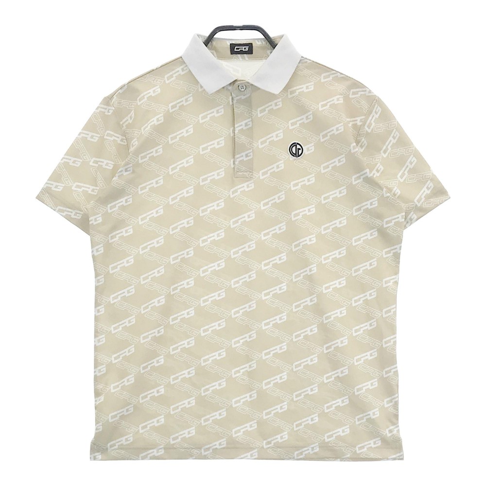 CPG GOLF シーピージーゴルフ 半袖ポロシャツ ロゴ柄 ベージュ系 2 【中古】ゴルフウェア メンズ