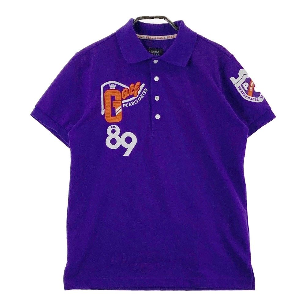 PEARLY GATES パーリーゲイツ 半袖ポロシャツ ワッペン パープル系 3 【中古】ゴルフウェア メンズ
