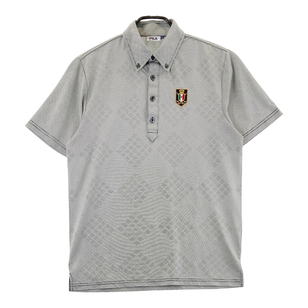 FILA GOLF フィラゴルフ 半袖ポロシャツ ボタンダウン 総柄 グレー系 M 【中古】ゴルフウェア メンズ