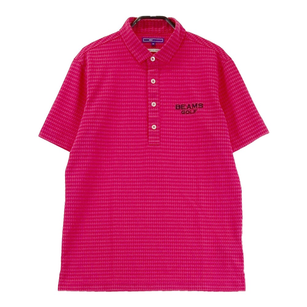 BEAMS GOLF ビームスゴルフ 2022年モデル パープルレーベル 半袖ポロシャツ 総柄 ピンク系 M 【中古】ゴルフウェア メンズ