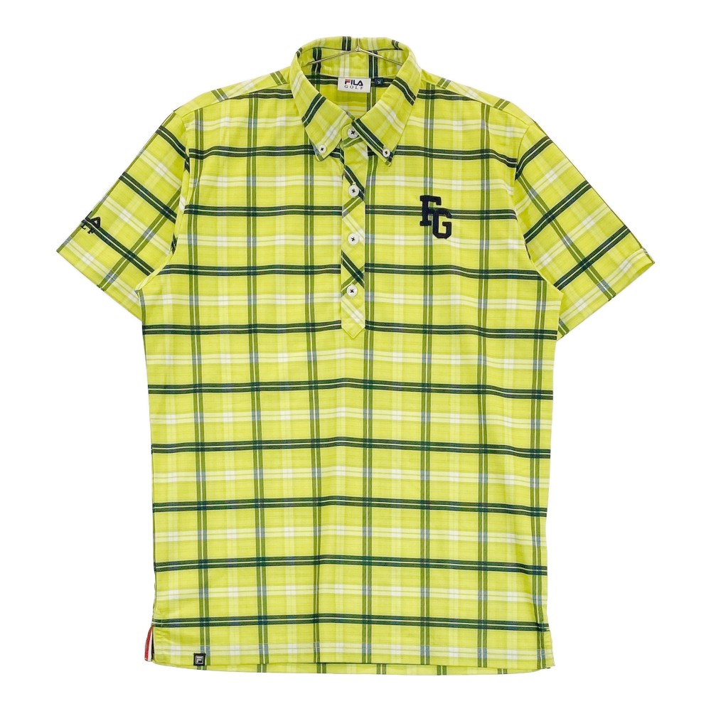 FILA GOLF フィラゴルフ 半袖ポロシャツ チェック柄 グリーン系 M 【中古】ゴルフウェア メンズ