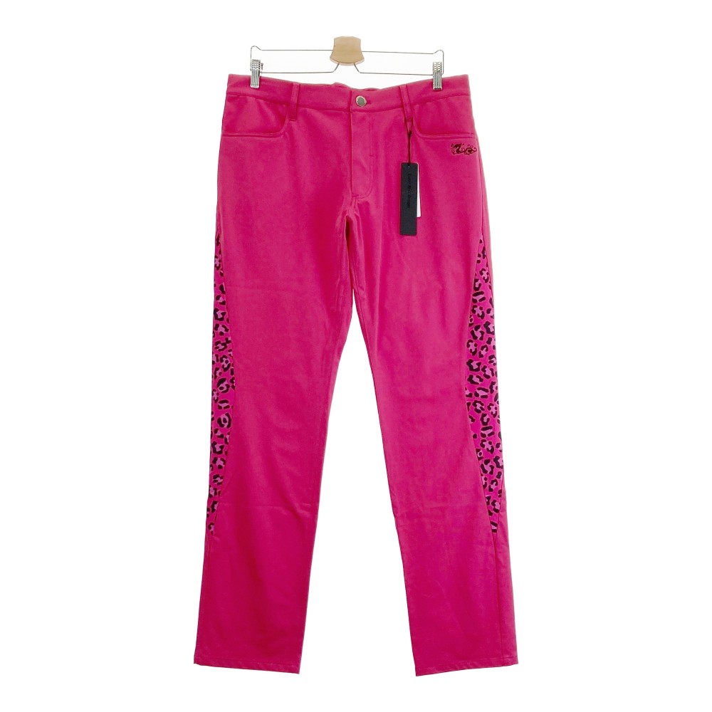 DANCE WITH DRAGON ダンスウィズドラゴン ストレッチパンツ レオパード柄 ピンク系 4 【中古】ゴルフウェア メンズ