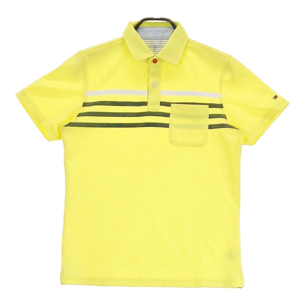 TOMMY HILFIGER GOLF トミー ヒルフィガーゴルフ 半袖ポロシャツ ボーダー柄 イエロー系 M 【中古】ゴルフウェア メンズ