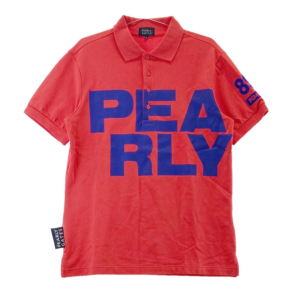 PEARLY GATES パーリーゲイツ 半袖ポロシャツ ロゴプリント レッド系 5 【中古】ゴルフウェア メンズ