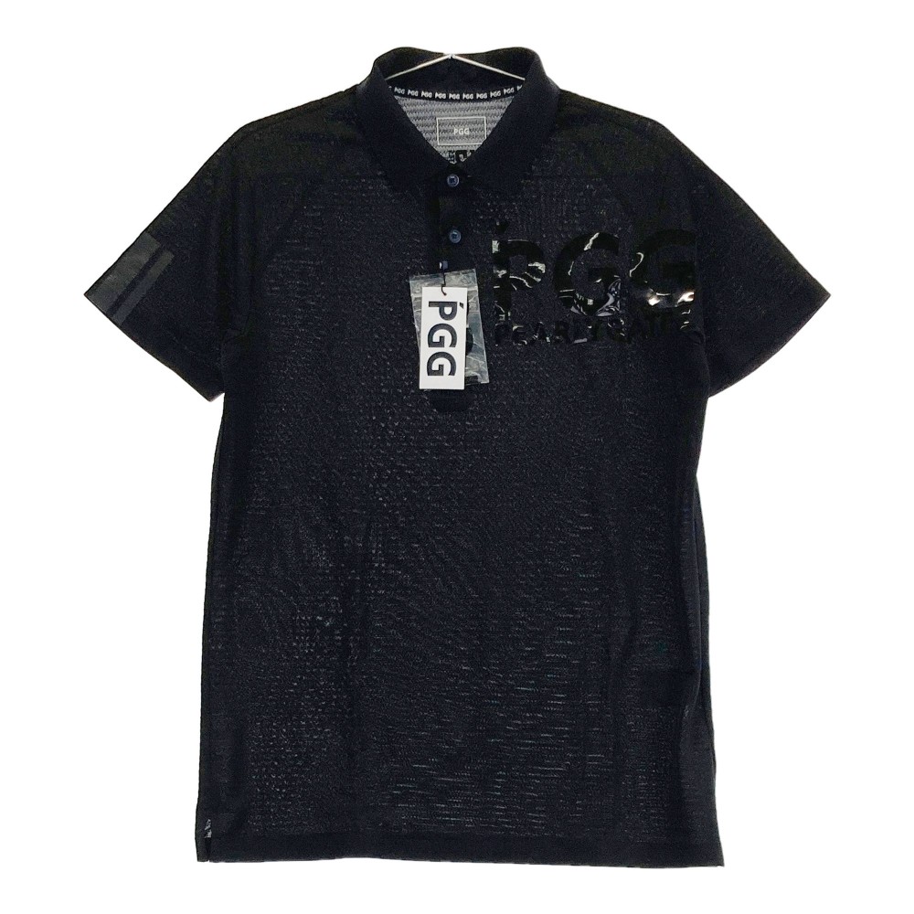 PGG PEARLY GATES パーリーゲイツ 半袖ポロシャツ ロゴプリント ブラック系 4 【中古】ゴルフウェア メンズ