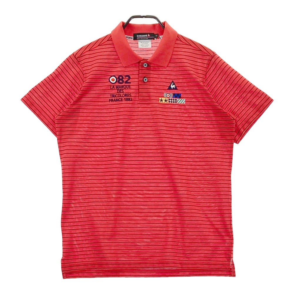 サイズ：M LE COQ GOLF ルコックゴルフ  インナー付 半袖ポロシャツ  レッド系 [240101434068] ゴルフウェア メンズ ストスト LE COQ GOLF ルコックゴルフ インナー付 半袖ポロシャツ レッド