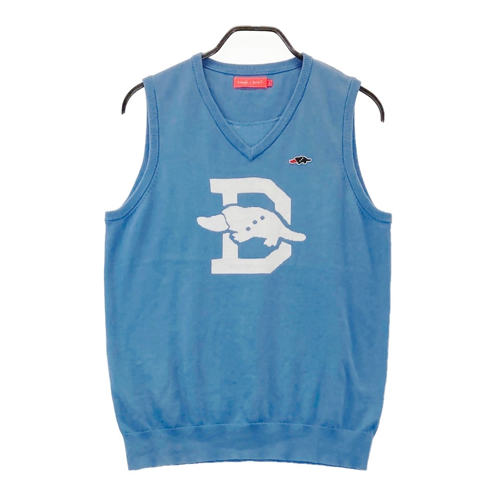 ROUGH&SWELL ラフアンドスウェル 2023年モデル ニット ベスト ブルー系 L 【中古】ゴルフウェア メンズ