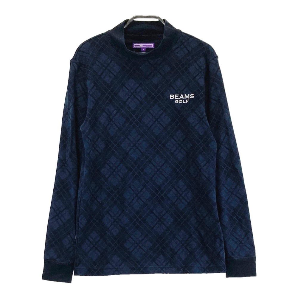 BEAMS GOLF ビームスゴルフ ハイネック 長袖Tシャツ チェック柄 ネイビー系 S 【中古】ゴルフウェア メンズ｜中古ゴルフウェア通販STST