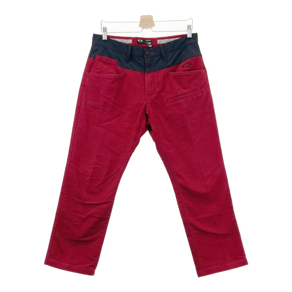 OAKLEY ロゴ入り G O L Fパンツレッド赤33サイズストライプ生地 OAKLEY ロゴ入り G O L Fパンツレッド赤33サイズストライプ生地