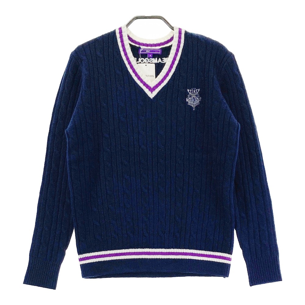 BEAMS GOLF ビームスゴルフ パープルレーベル ウール混 Vネック ニットセーター ネイビー系 S 【中古】ゴルフウェア メンズ|中古ゴルフウェア通販STST