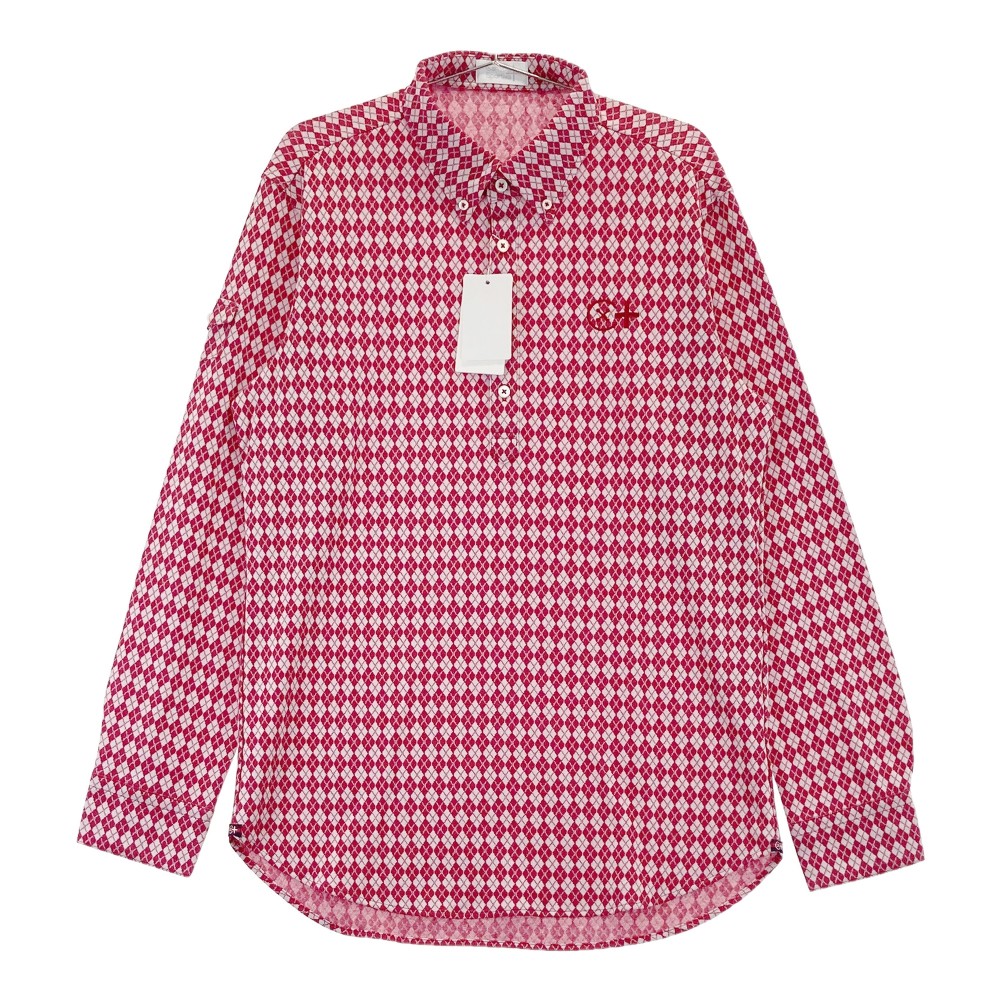 CAMICIA SPORTIVA カミーチャスポルティーバ 51-2182910 長袖ポロシャツ アーガイル レッド系 52 【中古】ゴルフウェア メンズ