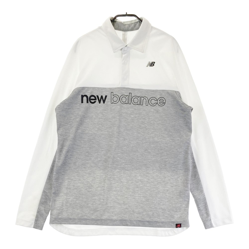 サイズ：6 NEW BALANCE GOLF ニューバランス  長袖ポロシャツ 裏起毛 ロゴ総柄 ブルー系 [240101427148] ゴルフウェア メンズ ストスト NEW BALANCE GOLF ニューバランス 長袖ポロシャツ 裏起毛 ロゴ総