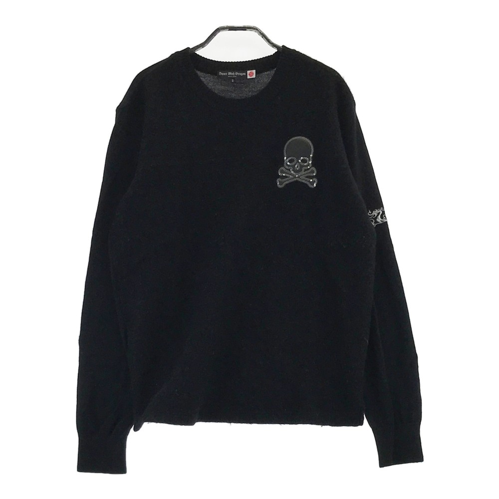 DANCE WITH DRAGON ダンスウィズドラゴン ウール ニット セーター スカルワッペン ブラック系 3 【中古】ゴルフウェア メンズ
