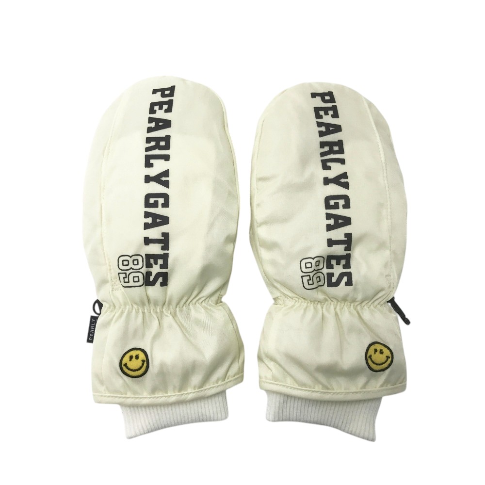 PEARLY GATES パーリーゲイツ 裏ボア ミトングローブ ニコちゃん ホワイト系 【中古】ゴルフウェア