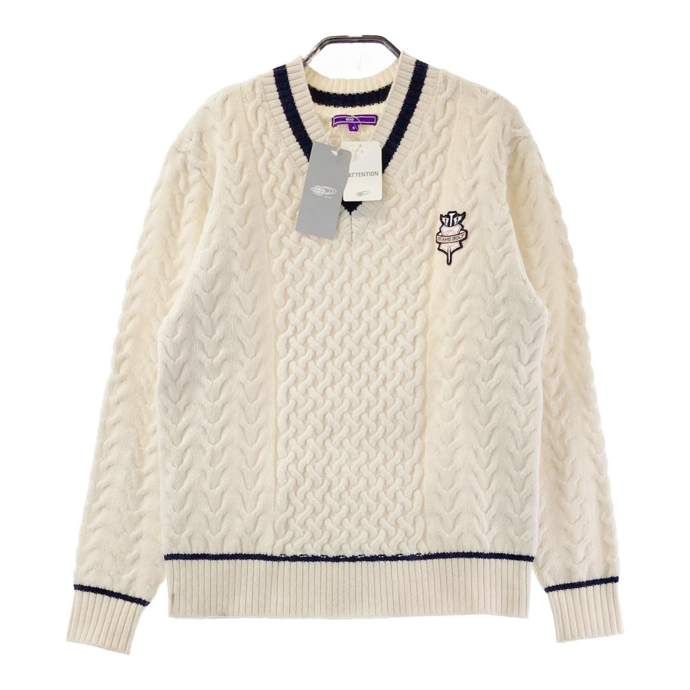 BEAMS GOLF ビームスゴルフ ウール混 Vネック ニットセーター ホワイト系 S 【中古】ゴルフウェア メンズ｜中古ゴルフウェア通販STST