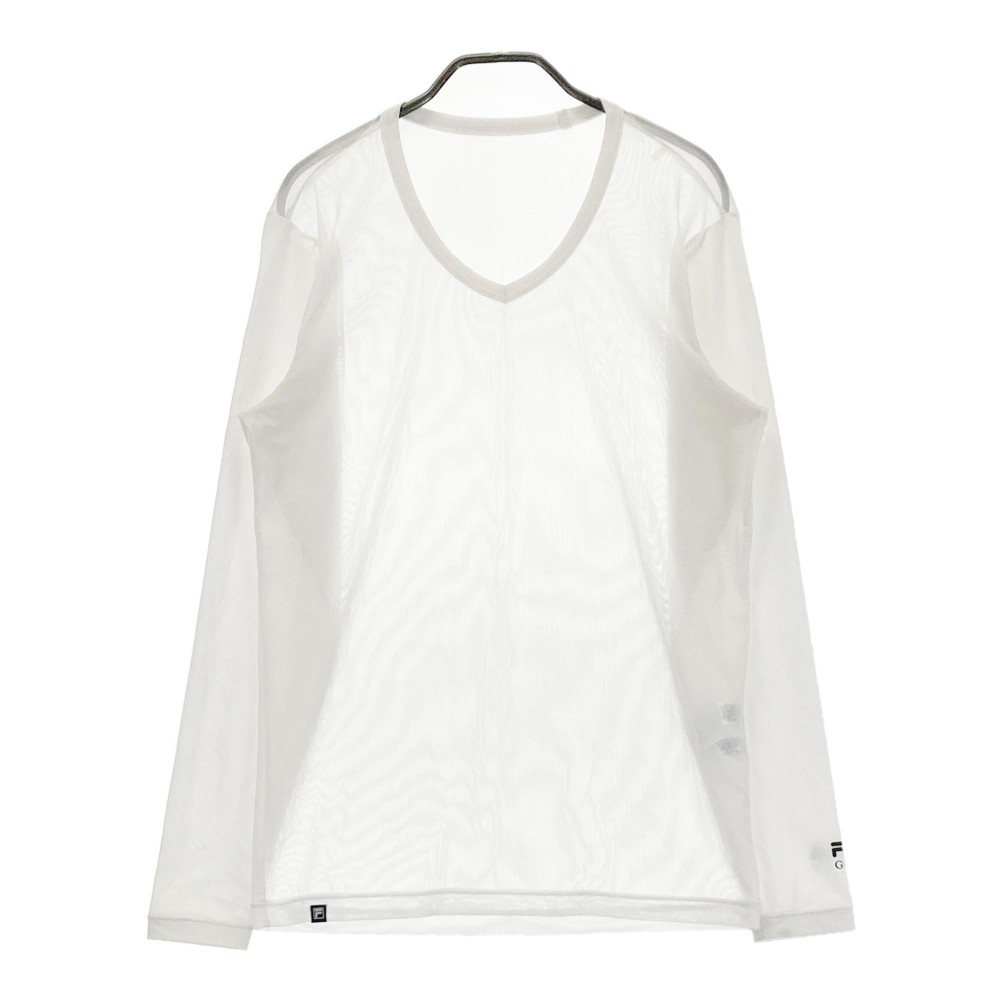 FILA GOLF フィラゴルフ Vネック長袖インナーTシャツ メッシュ ホワイト系 L 【中古】ゴルフウェア メンズ