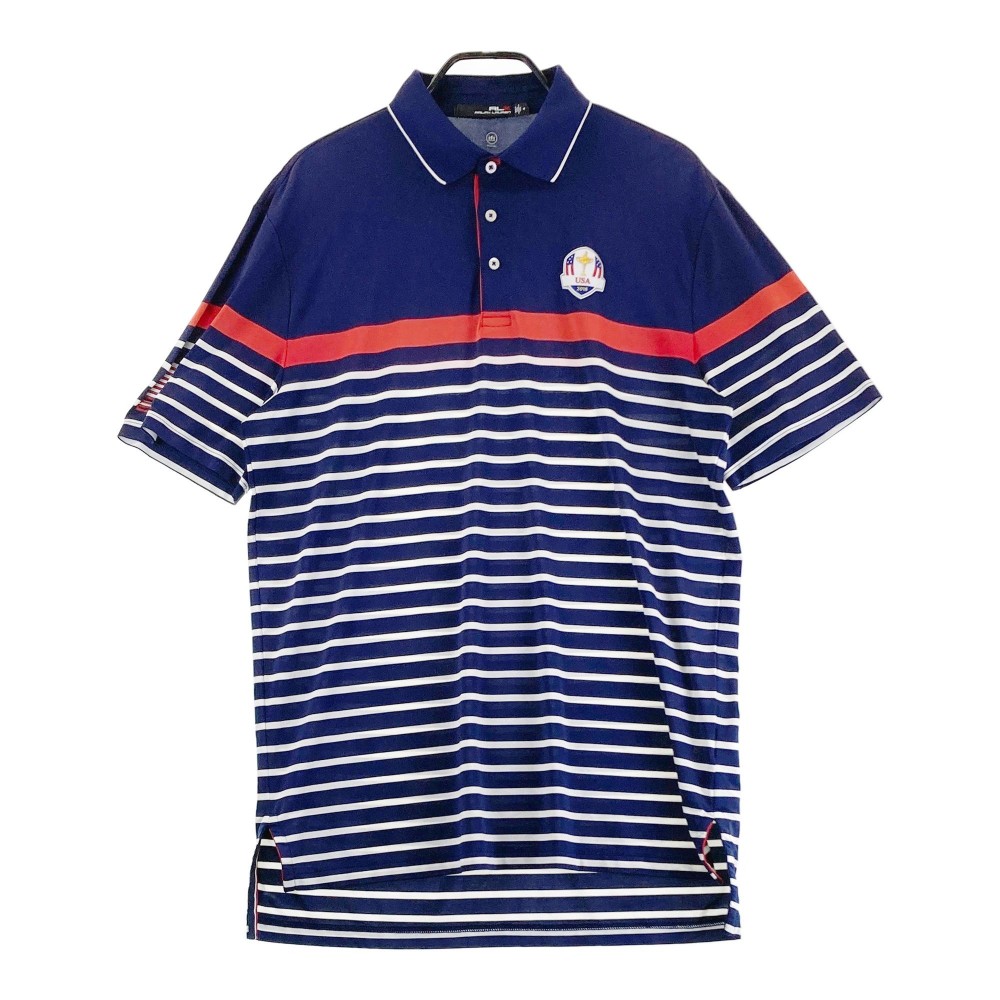 RLX ラルフローレン 半袖ポロシャツ ボーダー ネイビー系 M 【中古】ゴルフウェア メンズ