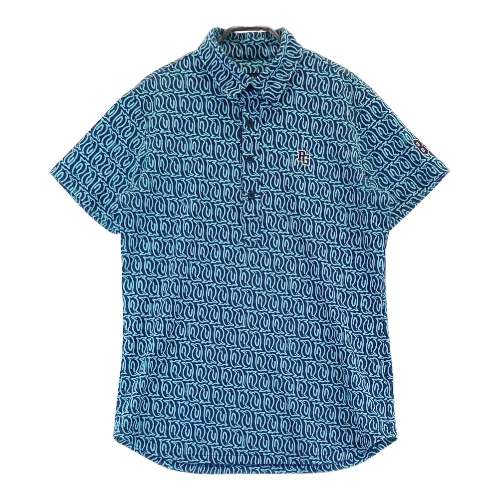 PEARLY GATES パーリーゲイツ  半袖スポーツシャツ ペンギン 総柄 青色系 4 【中古】ゴルフお召しもの メンズ