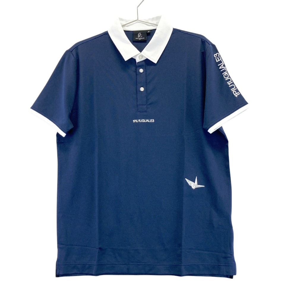 1PIU1UGUALE3 GOLF GDT009 半袖ポロシャツ ネイビー系 4 【中古】ゴルフウェア メンズ