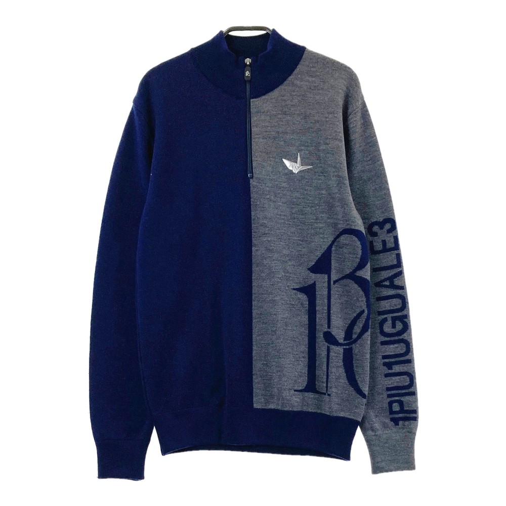 1PIU1UGUALE3 GOLF GDK001 ハーフジップ ニット セーター ネイビー系 4 【中古】ゴルフウェア メンズ