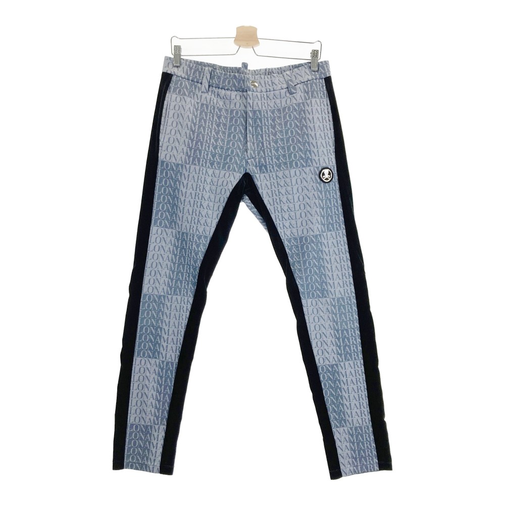 MARK&LONA マークアンドロナ ウール混 ベロア切替 パンツ ロゴ柄 ネイビー系 48 【中古】ゴルフウェア メンズ|中古ゴルフウェア通販STST