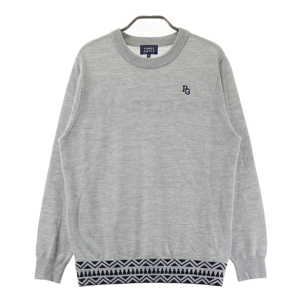 パーリーゲイツ　ニット　秋冬　セーター　4 M〜L相当　白　ホワイト　ウール パーリーゲイツ ニット 秋冬 セーター 4 M〜L相当 白 ホワイト ウール