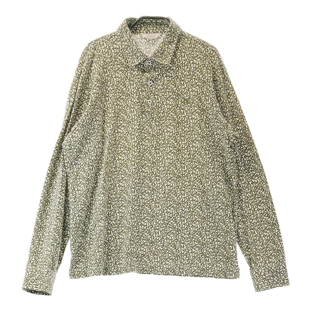 ADABAT アダバット 長袖 ポロシャツ 総柄 グリーン系 50 【中古】ゴルフウェア メンズ