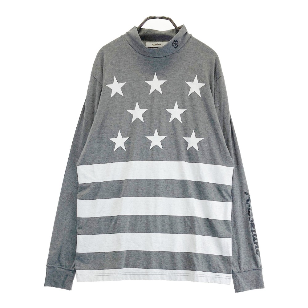 RUSSELUNO ラッセルノ RS-72112 ハイネック長袖Tシャツ ルチャ 星 ボーダー柄 グレー系 4 【中古】ゴルフウェア メンズ