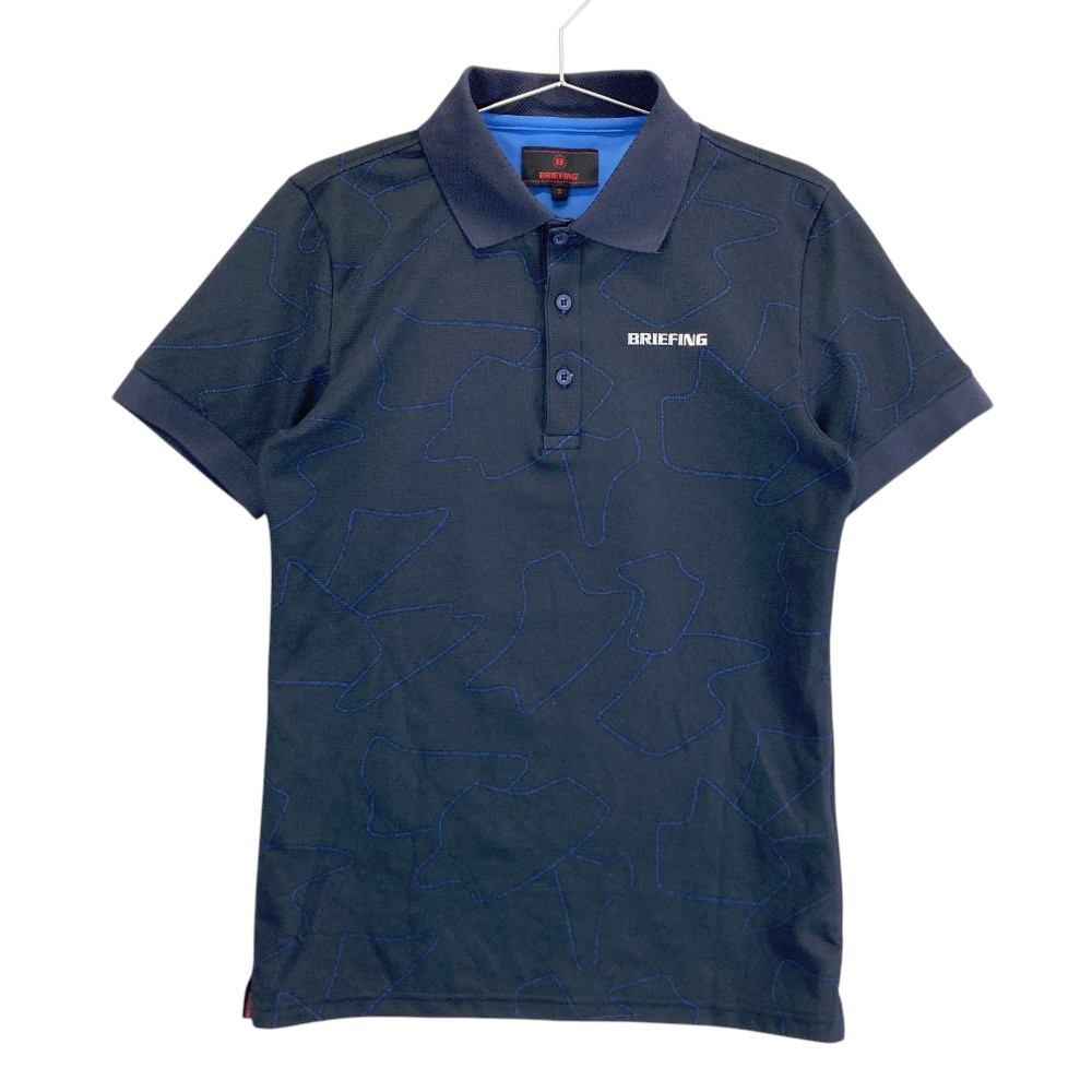 BRIEFING GOLF ブリーフィング 半袖ポロシャツ 総柄 ネイビー系 S 【中古】ゴルフウェア メンズ